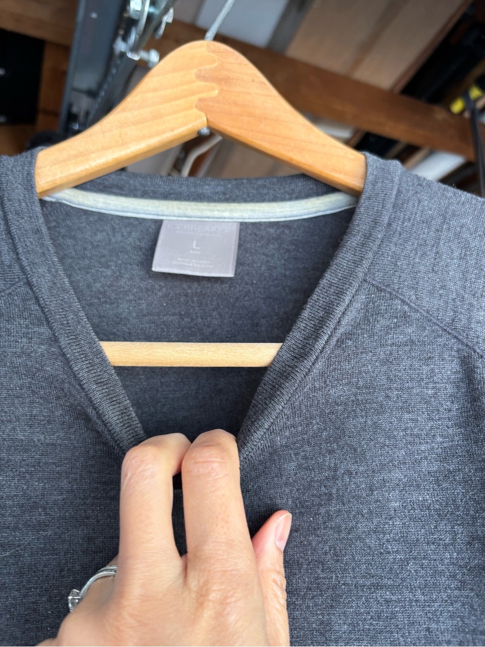 Icebreaker Men's Charcoal Gray V-Neck Sweater